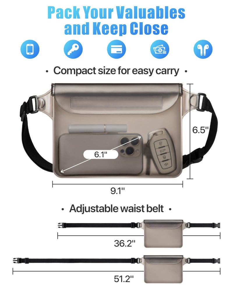 F-color Waterproof Fanny Pack - Waterproof Phone Pouch with Waist Strap - Cruise Essentials 2025 Must Haves Waterproof Pouch Dry Bag Keep Phone Valuables Safe for Beach Kayaking Boating Fishing - Image 3
